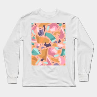 Pink terrazzo, abstract surface texture print Long Sleeve T-Shirt